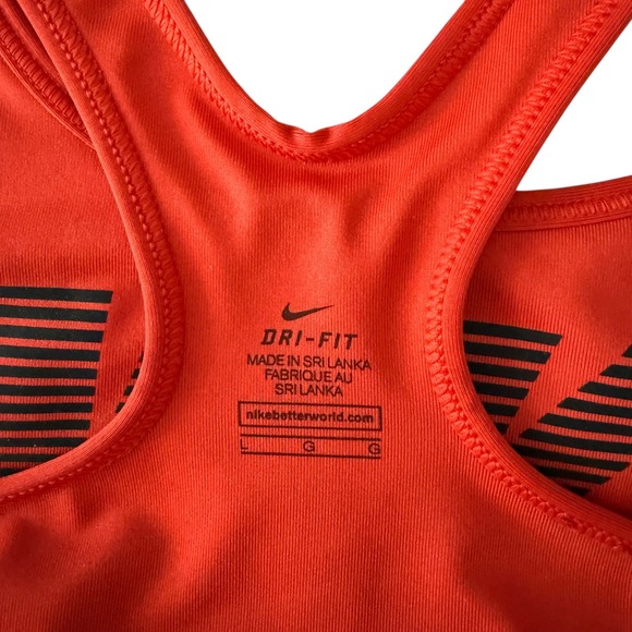 Nike Pro Dri-FIT Sports Bra Womens Large Red Black Graphic Racerback Activewear - Picture 6 of 10